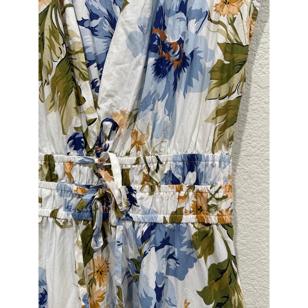 Nicole Miller New York Floral Cotton Maxi Dress Blue Yellow Smocked Waist Small - Picture 6 of 9